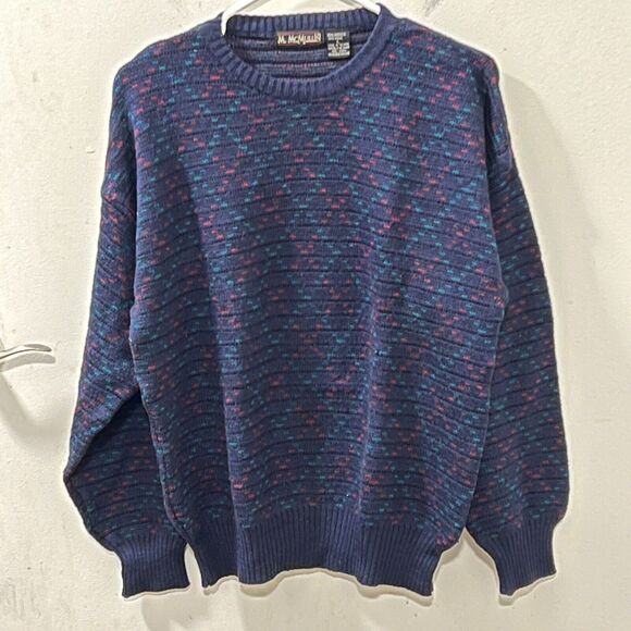 M. Mcmullin Mens Vtg Blue Pullover Sweater Acrylic Wool Blend Sweater Sz L - Picture 3 of 9